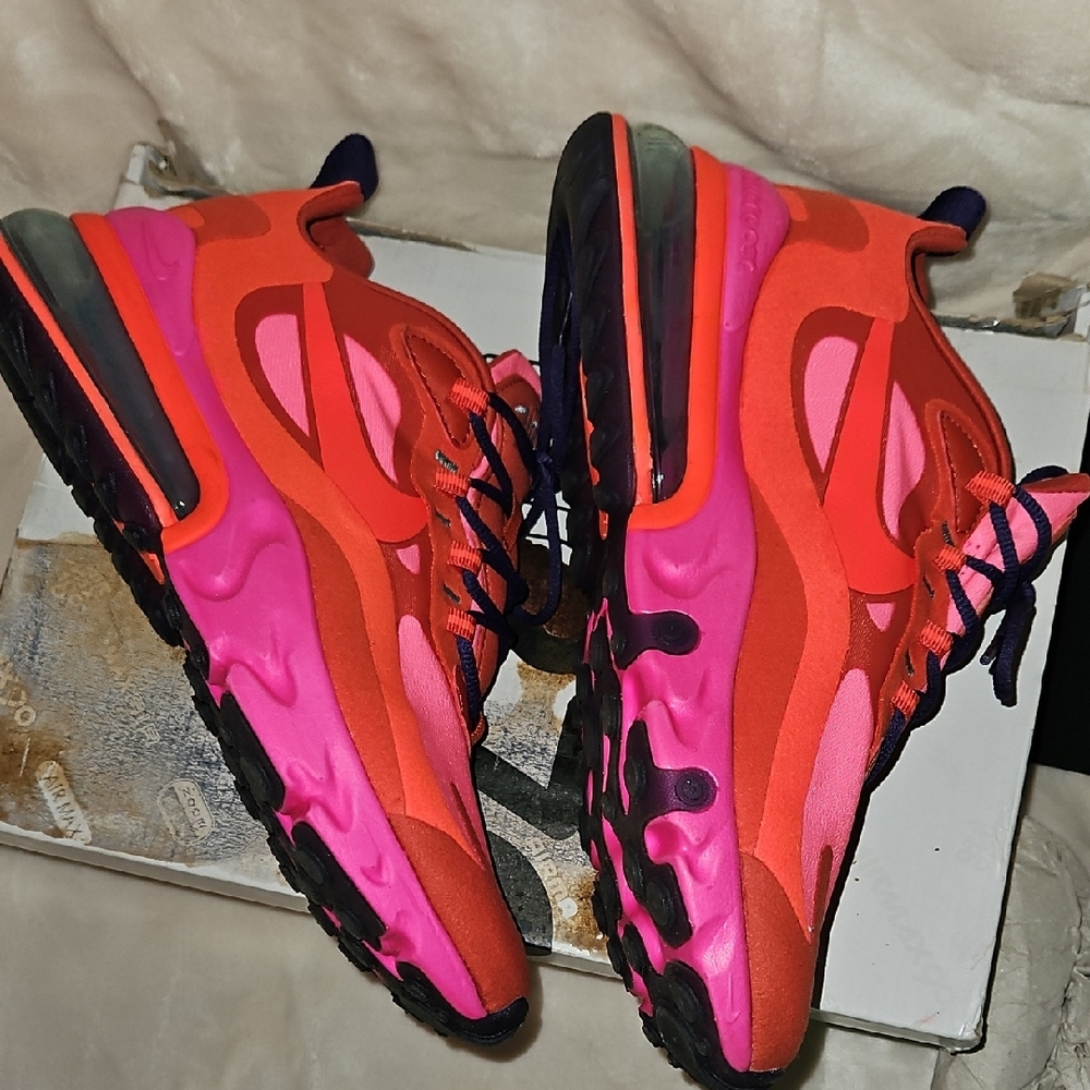 Nike Air Max 270 React Red and Pink Athletic Shoes